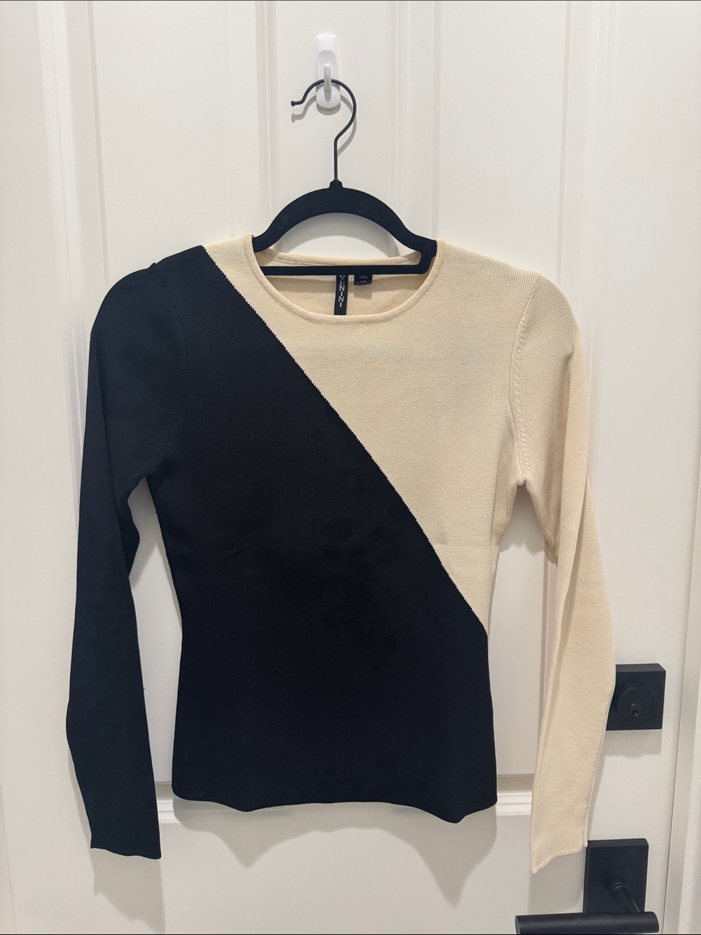 Venini Cream & Black Ribbed Neckline Sweater